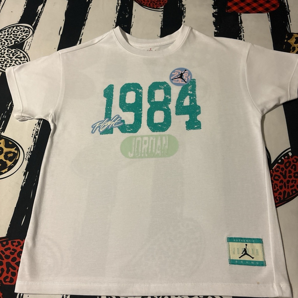 Jordan Brand White Tee with Teal Patch